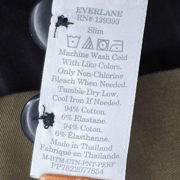 Everlane Uniform Performance Chinos Slim Fit Pants 30x30 Olive Army Green Tech - Picture 6 of 10